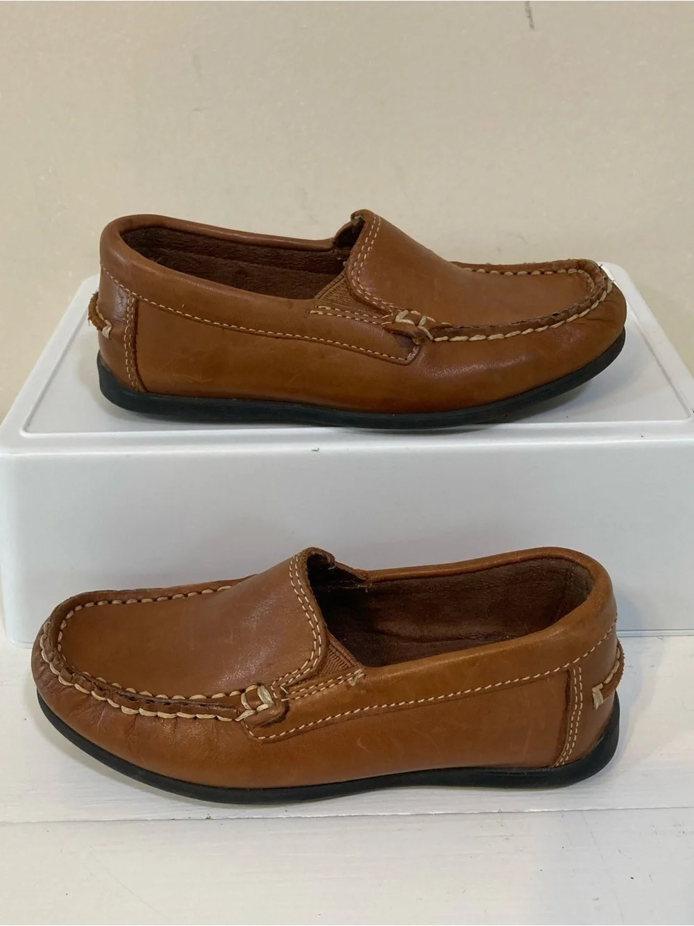 Florsheim Jasper Venetian Jr. Sz 10.5 Boys Brown Leather Loafers Slip On Shoes